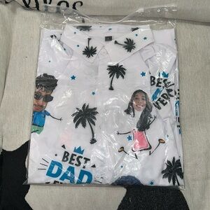 Wander prints large button down Best Dad ever shirt New